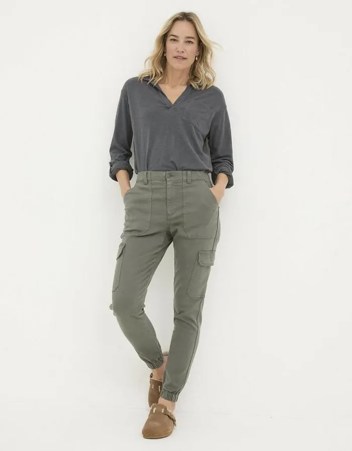 Women FatFace Pants and Leggings Hythe Cargo Trousers Gunmetal Grey