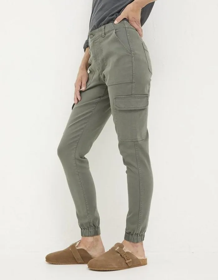 Women FatFace Pants and Leggings Hythe Cargo Trousers Gunmetal Grey
