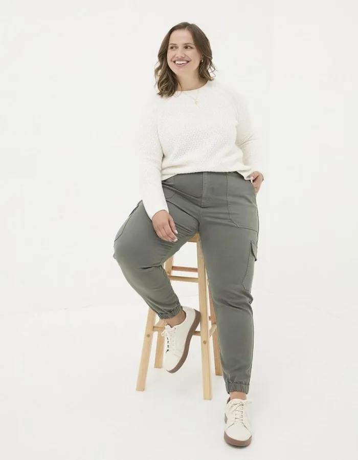 Women FatFace Pants and Leggings Hythe Cargo Trousers Gunmetal Grey