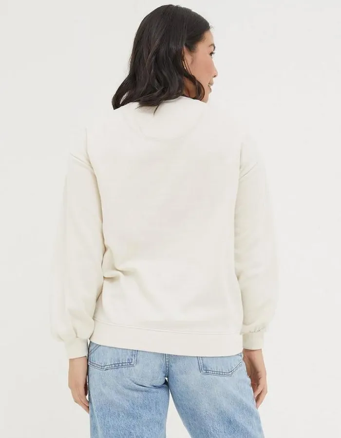 Women FatFace Sweatshirts and Hoodies Alex Art Floral Crew Sweatshirt Ivory