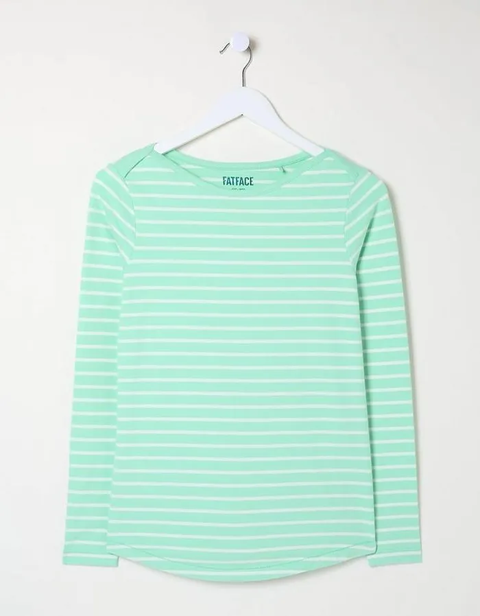 Women FatFace Tops and TShirts Breton Top Teal Green