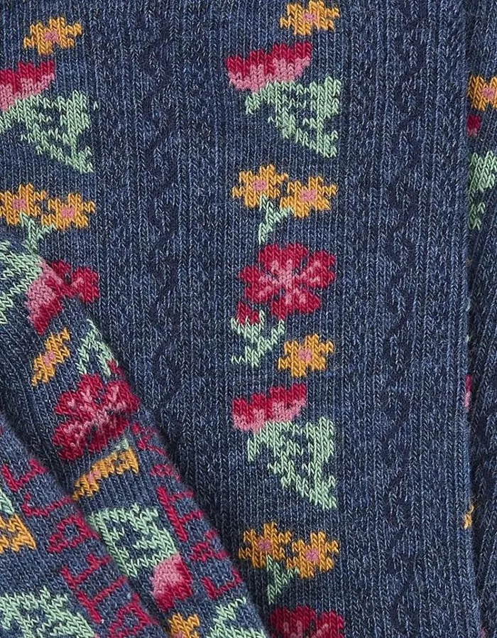 Women FatFace Underwear Socks and Tights 1 Pack Floral Socks Navy Marl