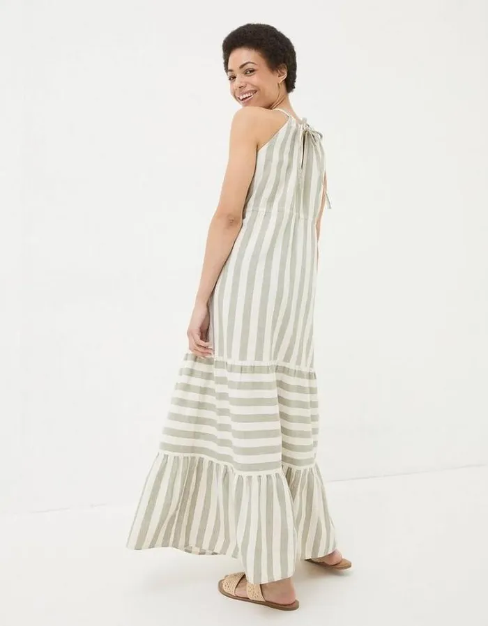 Women FatFace Vacation Shop Amali Linen Blend Maxi Dress Green