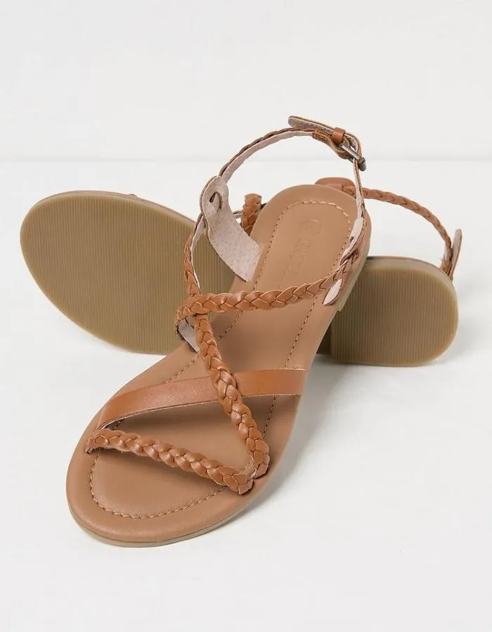 Women FatFace Vacation Shop Daphne Braided Leather Sandal Tan
