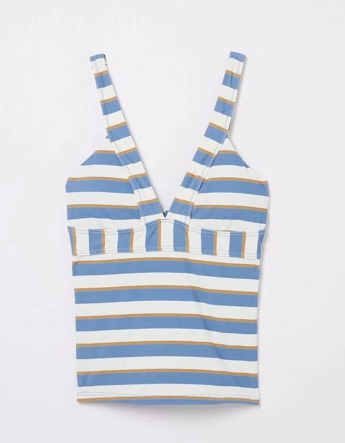 Women FatFace Vacation Shop Enya Stripe Tankini Blue