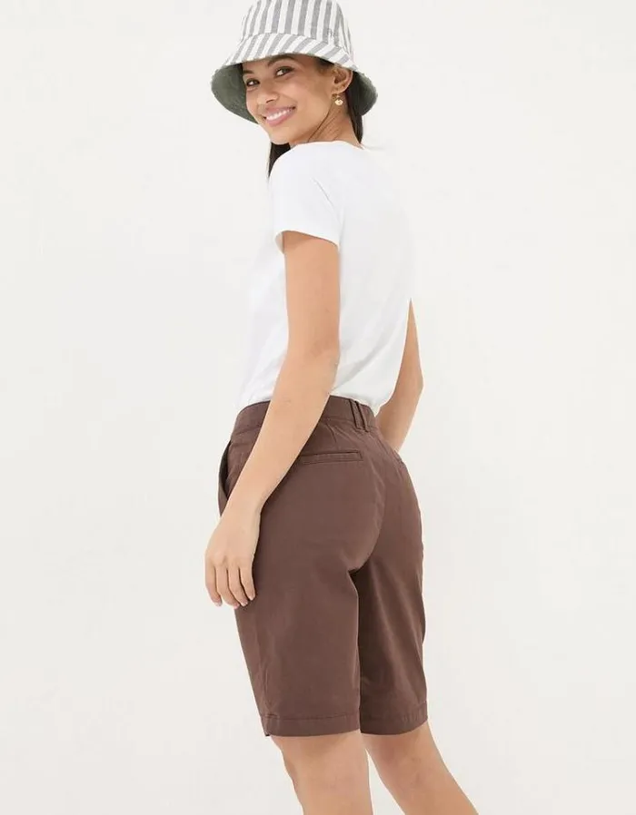 Women FatFace Vacation Shop Falmouth Chino Shorts Chocolate Brown