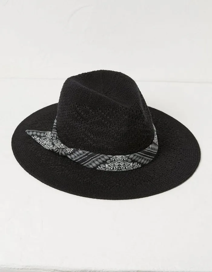 Women FatFace Vacation Shop Fedora Hat Black