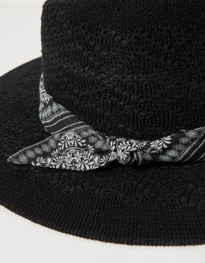 Women FatFace Vacation Shop Fedora Hat Black