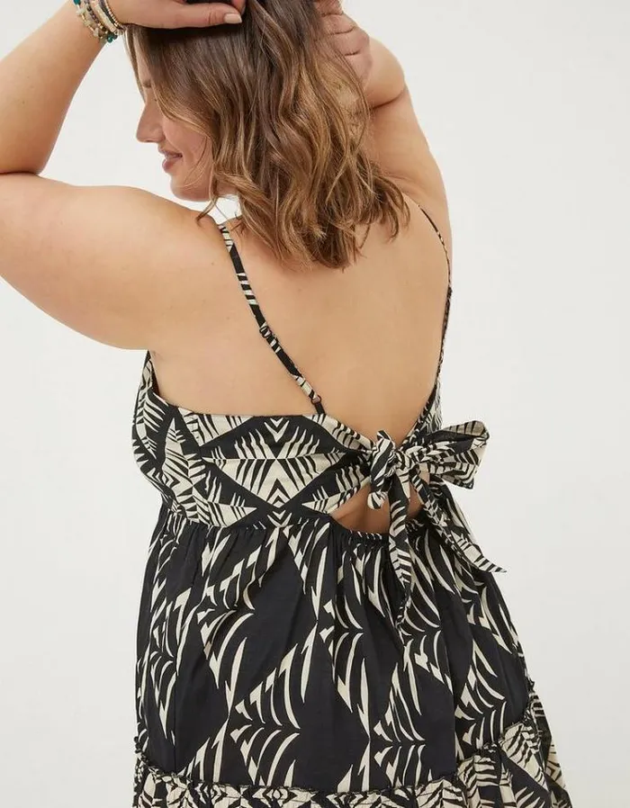 Women FatFace Vacation Shop Marnie Mono Geo Beach Dress Black