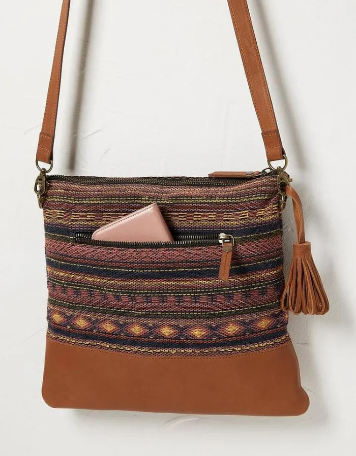 Women FatFace Vacation Shop Orla Woven Mix Crossbody Bag Multi