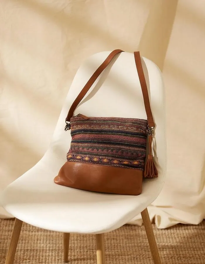 Women FatFace Vacation Shop Orla Woven Mix Crossbody Bag Multi