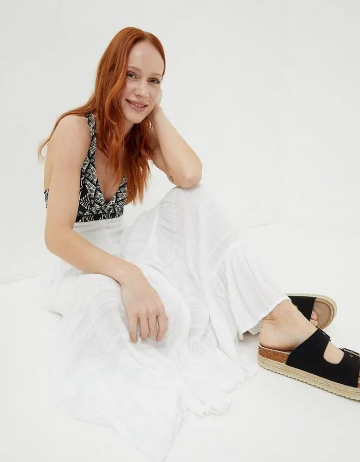 Women FatFace Vacation Shop Rhea Beach Maxi Skirt Ivory