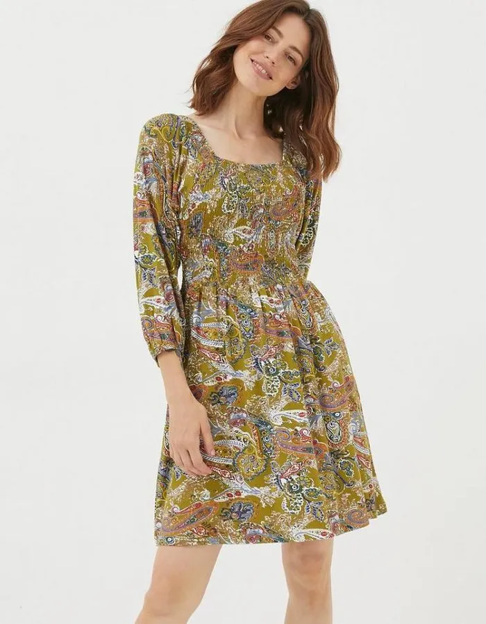 Women FatFace Women039s Sale Adeline Prairie Paisley Dress Light Olive
