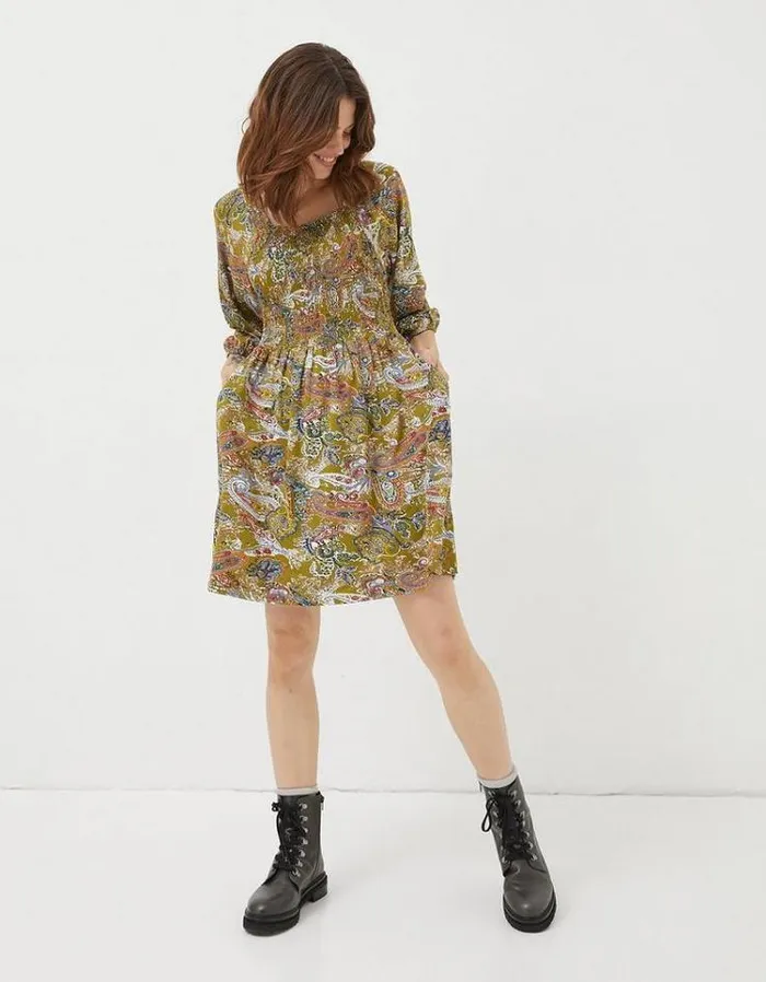 Women FatFace Women039s Sale Adeline Prairie Paisley Dress Light Olive