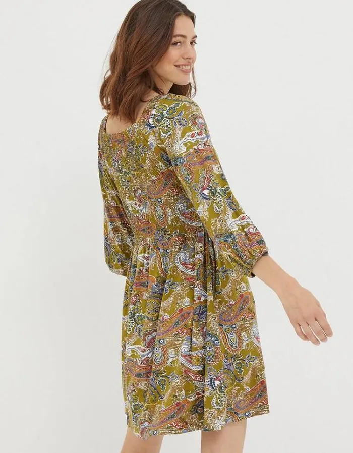 Women FatFace Women039s Sale Adeline Prairie Paisley Dress Light Olive