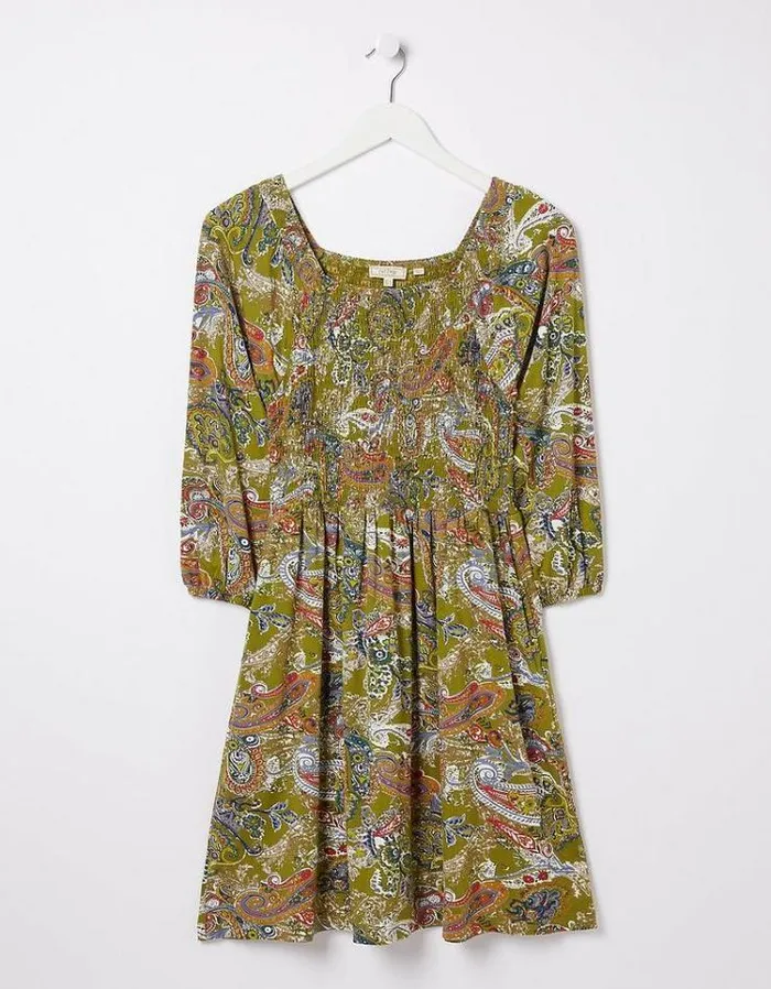 Women FatFace Women039s Sale Adeline Prairie Paisley Dress Light Olive