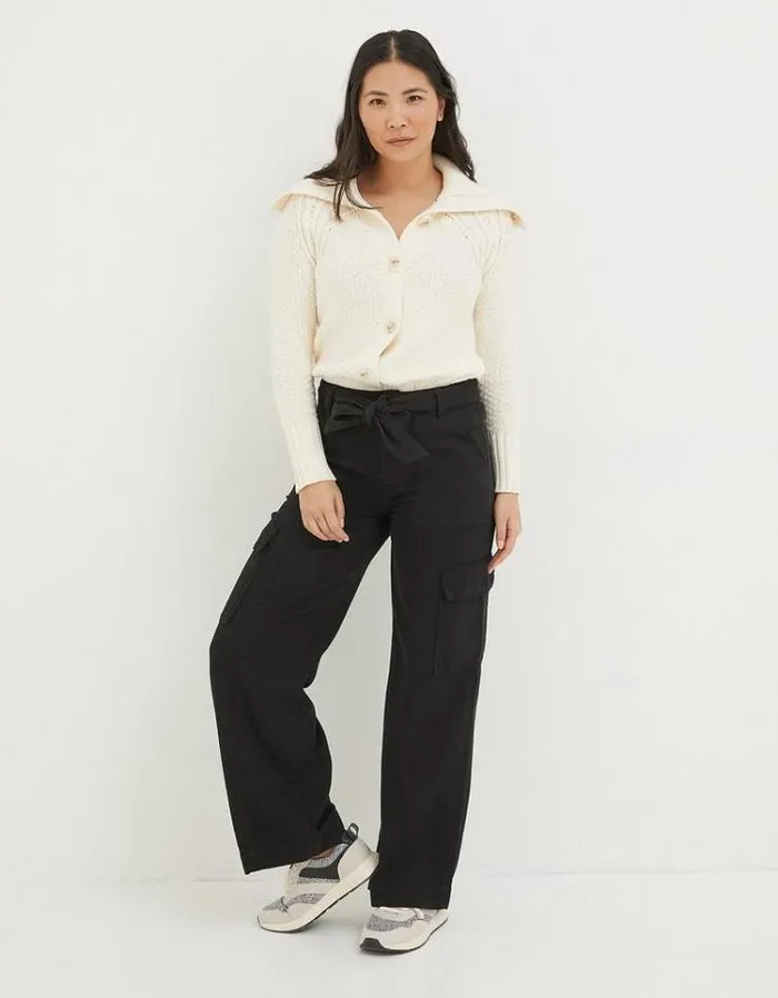 Women FatFace Women039s Sale Bodi Belted Cargo Pants Washed Black