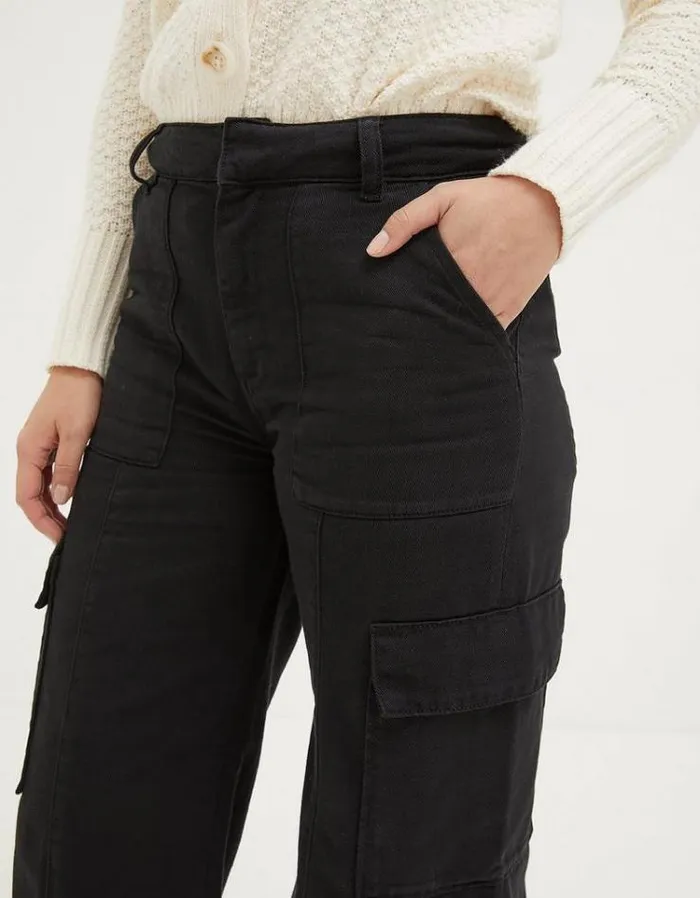 Women FatFace Women039s Sale Bodi Belted Cargo Pants Washed Black