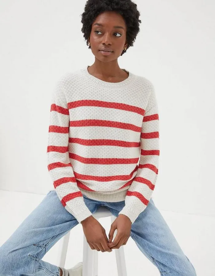 Women FatFace Women039s Sale Ellie Stripe Sweater Red