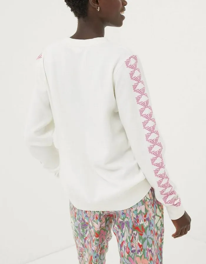 Women FatFace Women039s Sale Eve Embroidered Sleeve Sweatshirt Ivory