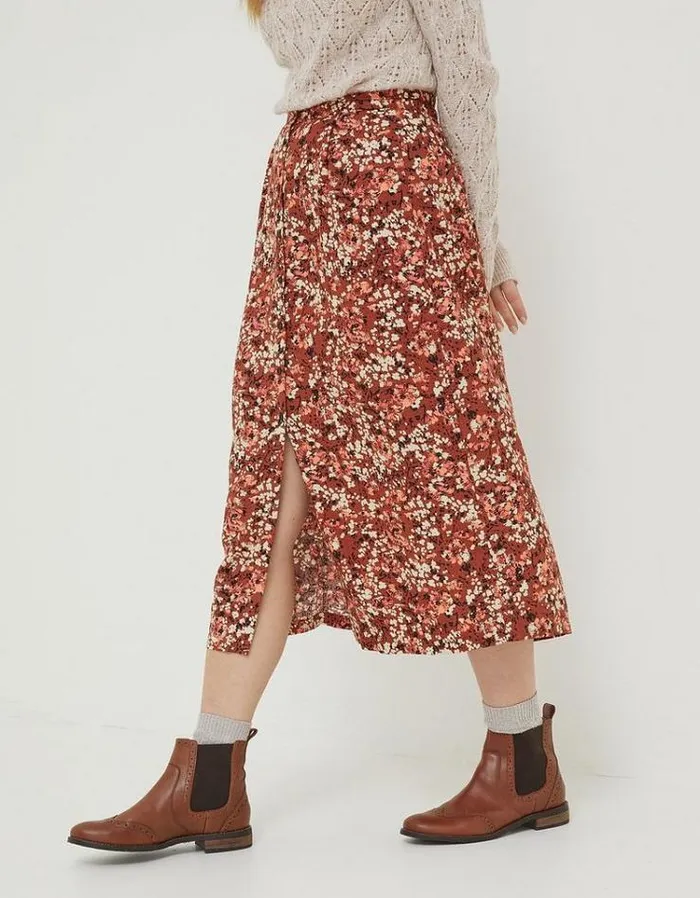 Women FatFace Women039s Sale Hayward Blush Midi Skirt Rust Brown