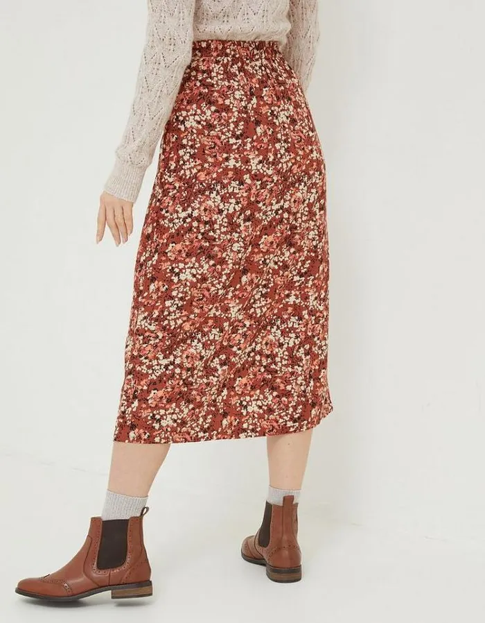 Women FatFace Women039s Sale Hayward Blush Midi Skirt Rust Brown
