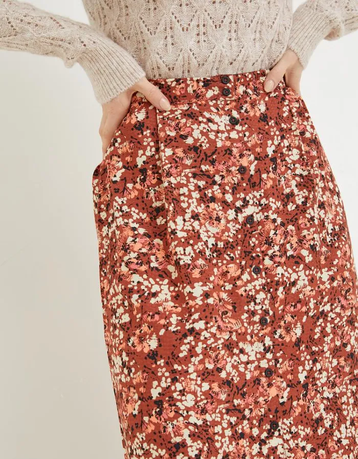 Women FatFace Women039s Sale Hayward Blush Midi Skirt Rust Brown