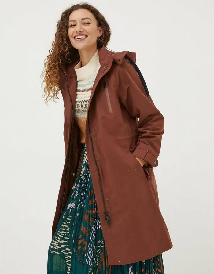 Women FatFace Women039s Sale Juno Waterproof Long Coat Brown