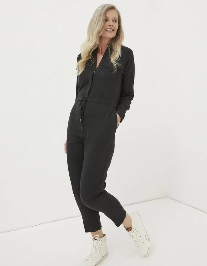 Women FatFace Women039s Sale Una Long Sleeve Utility Jumpsuit Black