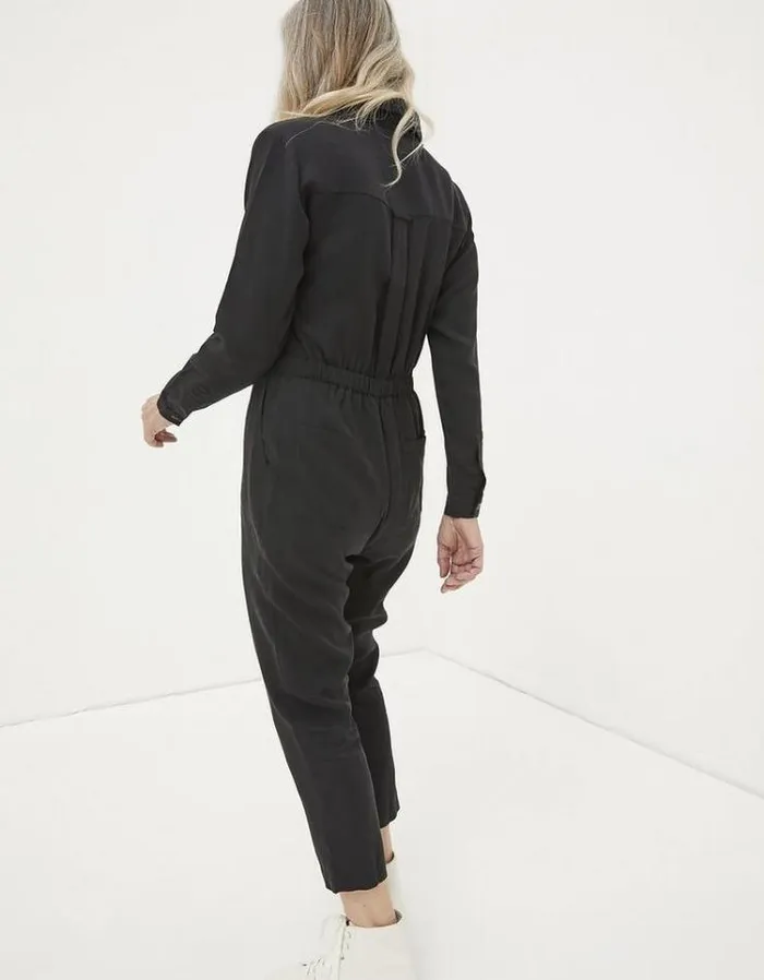 Women FatFace Women039s Sale Una Long Sleeve Utility Jumpsuit Black