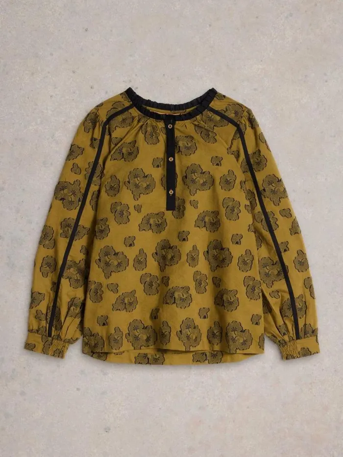 Women Fawn Jacquard Top Green Multi White Stuff Shirts and Blouses