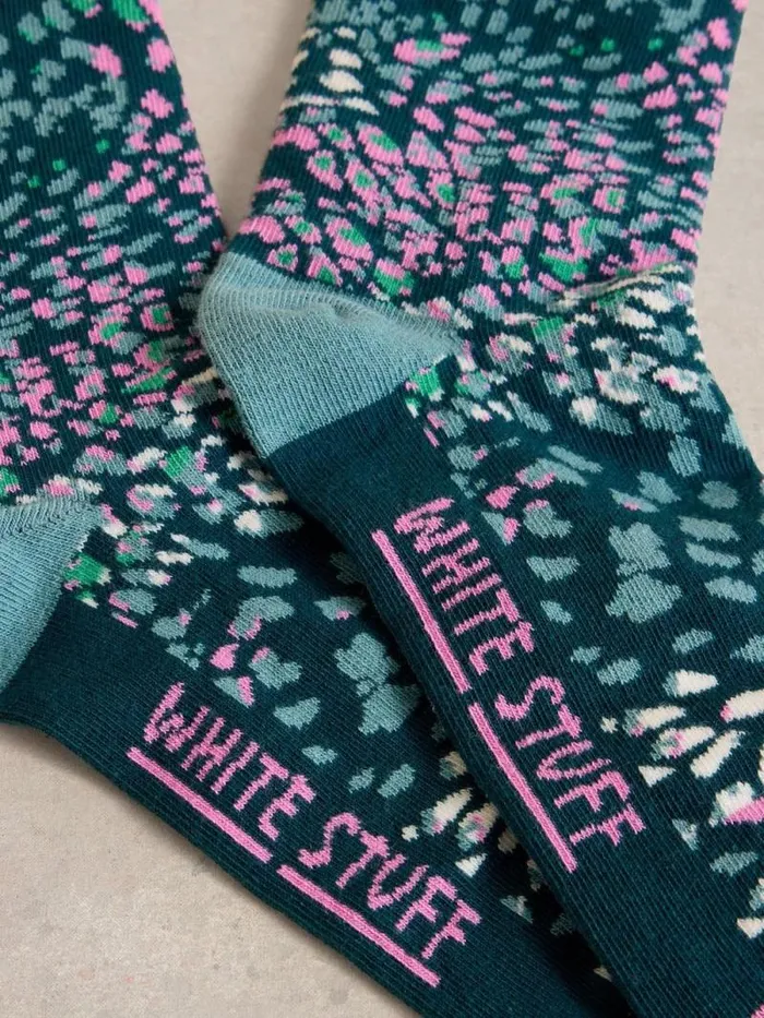 Women Firework Ankle Sock Black Print White Stuff Socks