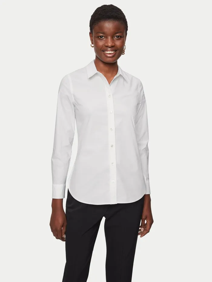 Women Fitted Cotton Shirt White Jigsaw Shirts and Tops