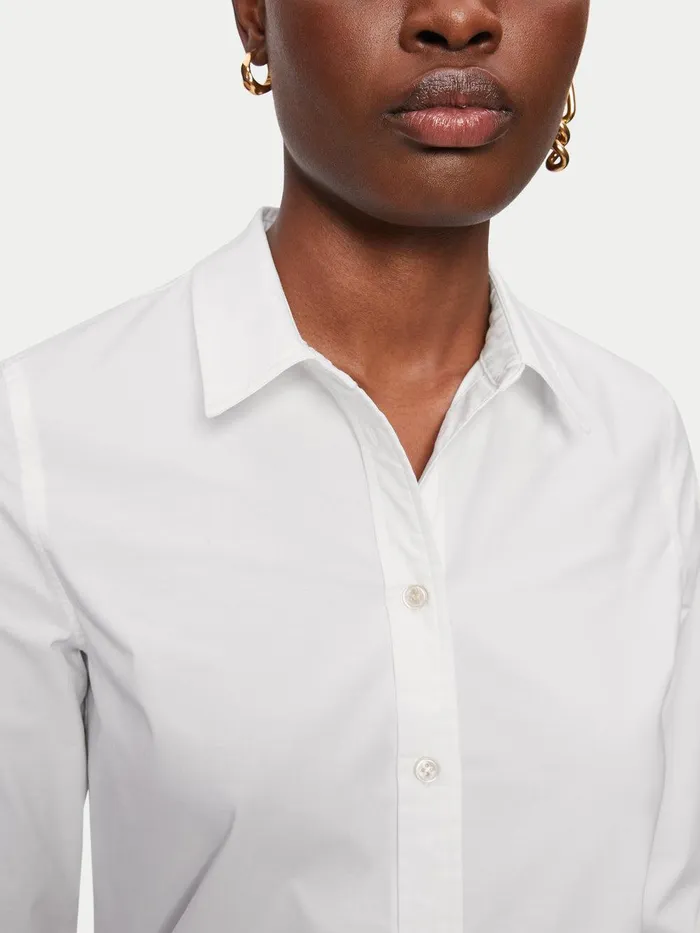 Women Fitted Cotton Shirt White Jigsaw Shirts and Tops