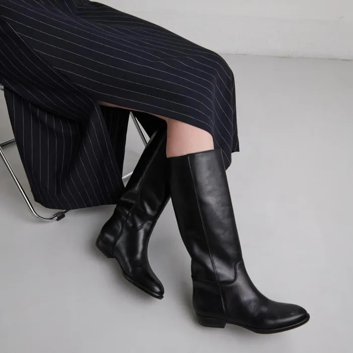 Women Flat Boots Black JONAK Boots Thighhigh Boots