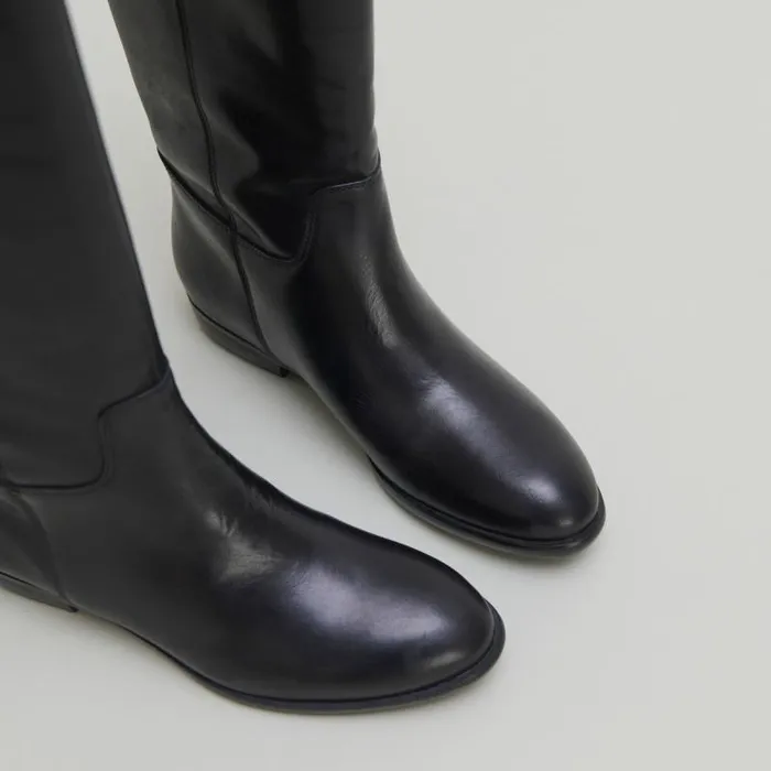 Women Flat Boots Black JONAK Boots Thighhigh Boots