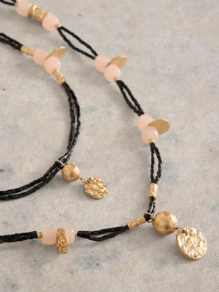 Women FLORA CHARM BEAD NECKLACE Black Multi White Stuff Jewellery