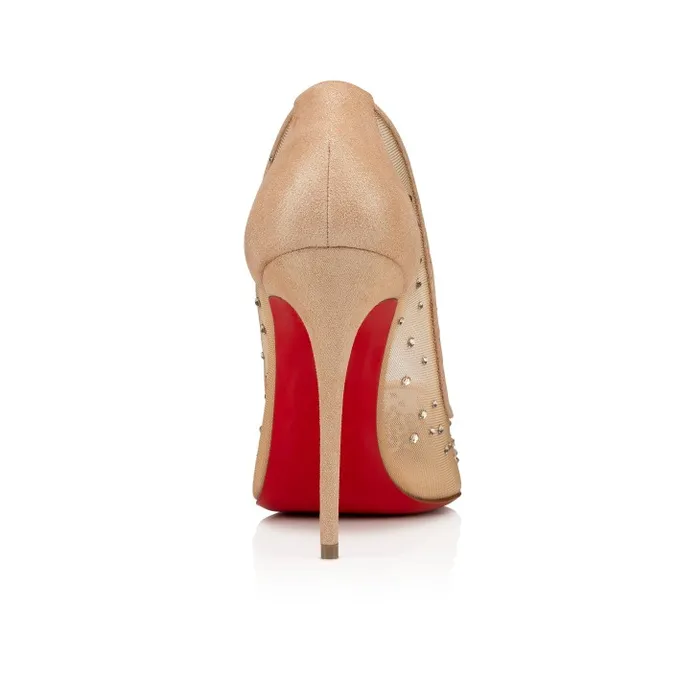 Women Follies Strass 100 Mm Pumps 8211 Net Suede Calf And Strass 8211 Light Silk Christian Louboutin Pumps