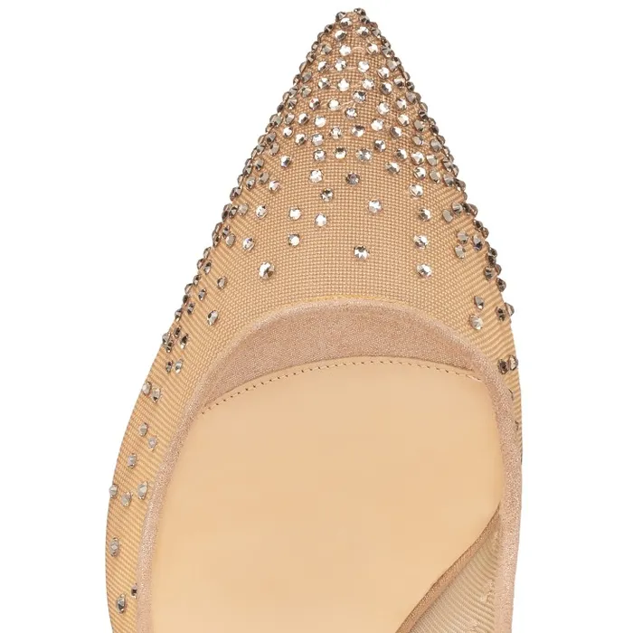 Women Follies Strass 100 Mm Pumps 8211 Net Suede Calf And Strass 8211 Light Silk Christian Louboutin Pumps