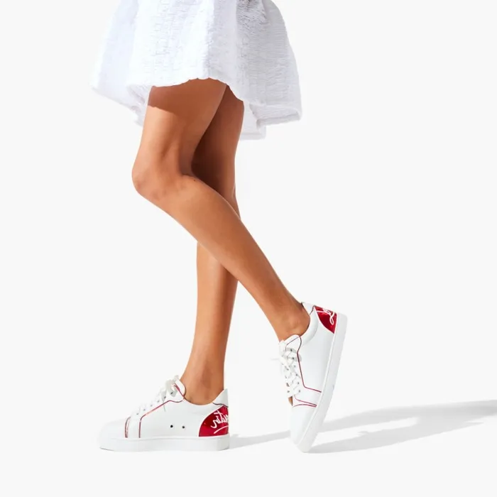 Women Fun Vieira Sneakers 8211 Calf Leather Patent Calf Leather Psychic And Nappa Leather 8211 Bianco Christian Louboutin Sneakers