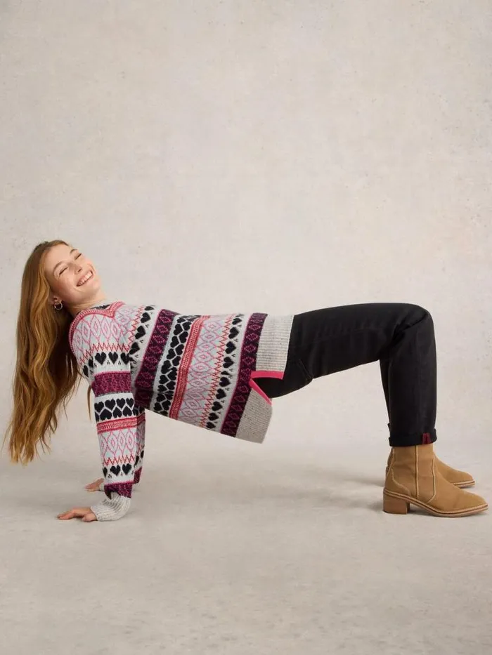 Women GABBY LONGLINE FAIRISLE Grey Multi White Stuff Knitwear