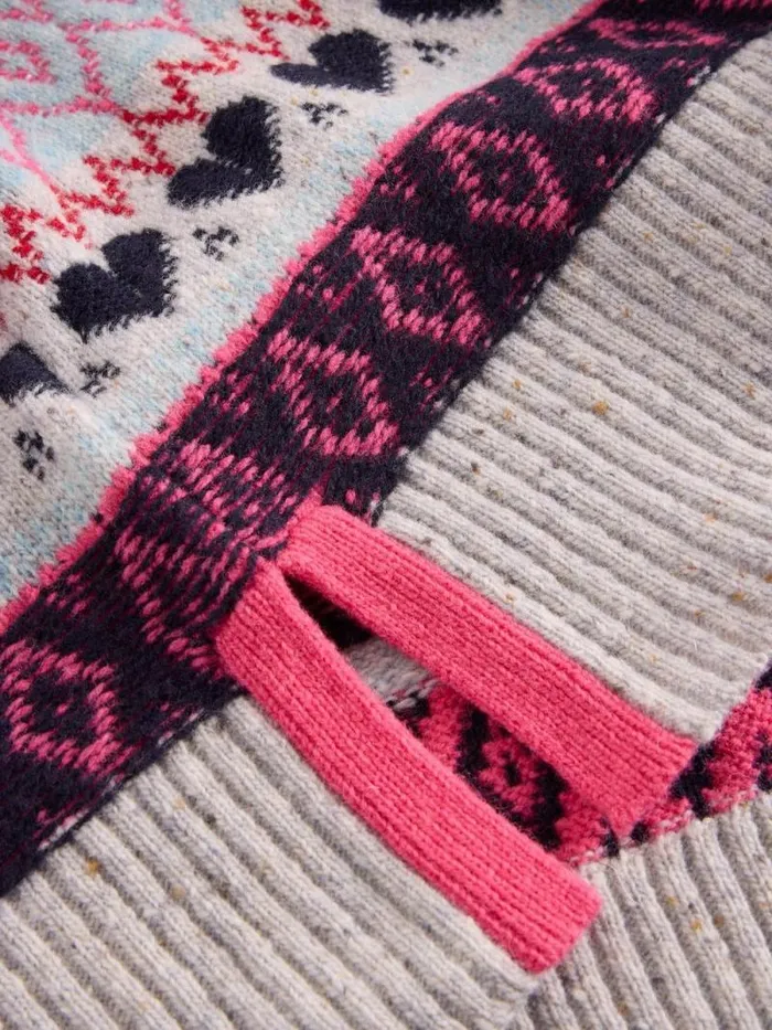 Women GABBY LONGLINE FAIRISLE Grey Multi White Stuff Knitwear