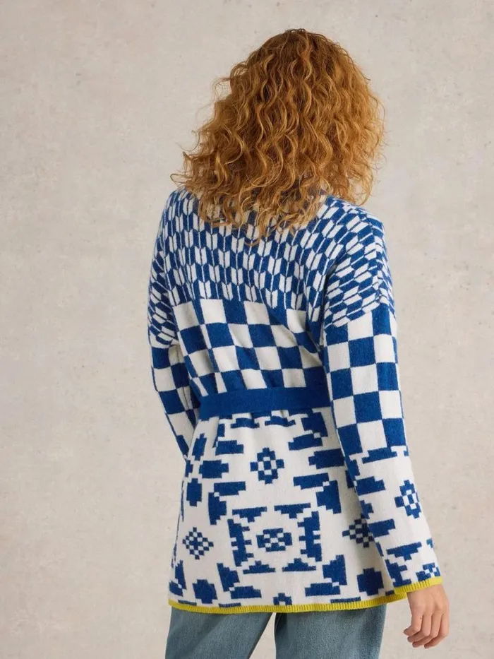 Women GEO MIX CARDI Blue Multi White Stuff Knitwear Women GEO MIX CARDI Blue Multi White Stuff Knitwear