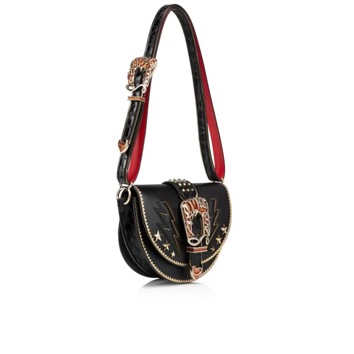 Women Giddy Crossbody Bag 8211 Nappa Leather And Alligator Embossed Calf Leather 8211 Black Christian Louboutin Shoulder Bags