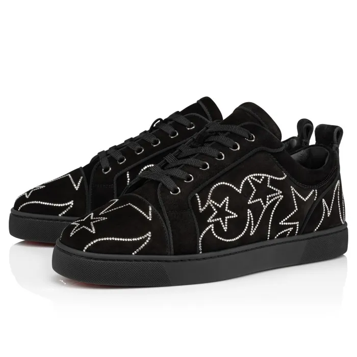 Women Giddy Vieira Strass Sneakers 8211 Veau Velours And Strass 8211 Black Christian Louboutin Sneakers