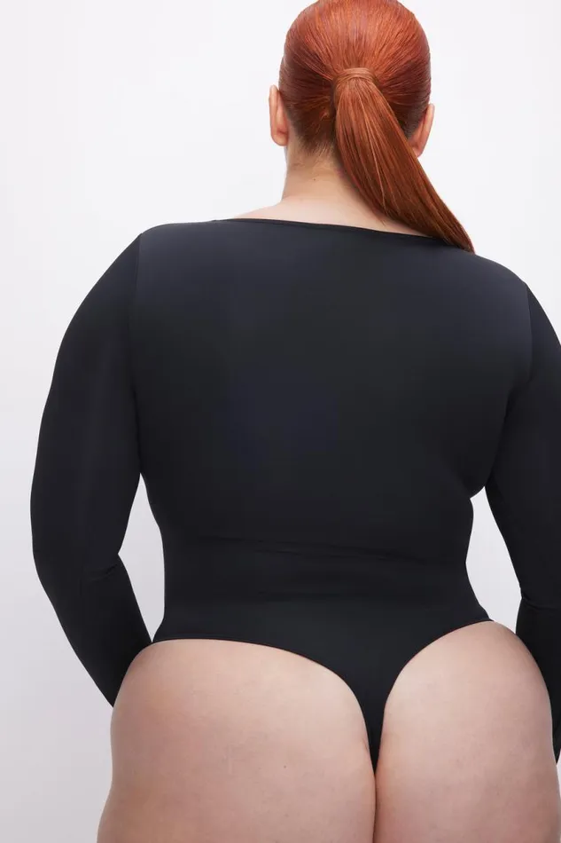 Women GOOD AMERICAN Bodysuits SCUBA SCOOP NECKBODYSUIT Black001