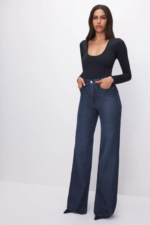 Women GOOD AMERICAN Bodysuits SCUBA SCOOP NECKBODYSUIT Black001