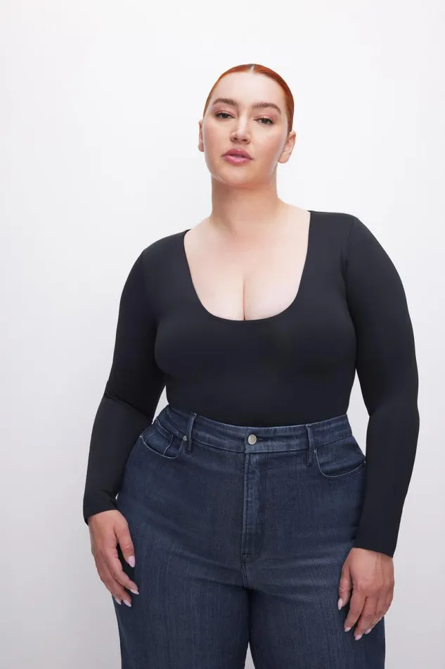 Women GOOD AMERICAN Bodysuits SCUBA SCOOP NECKBODYSUIT Black001