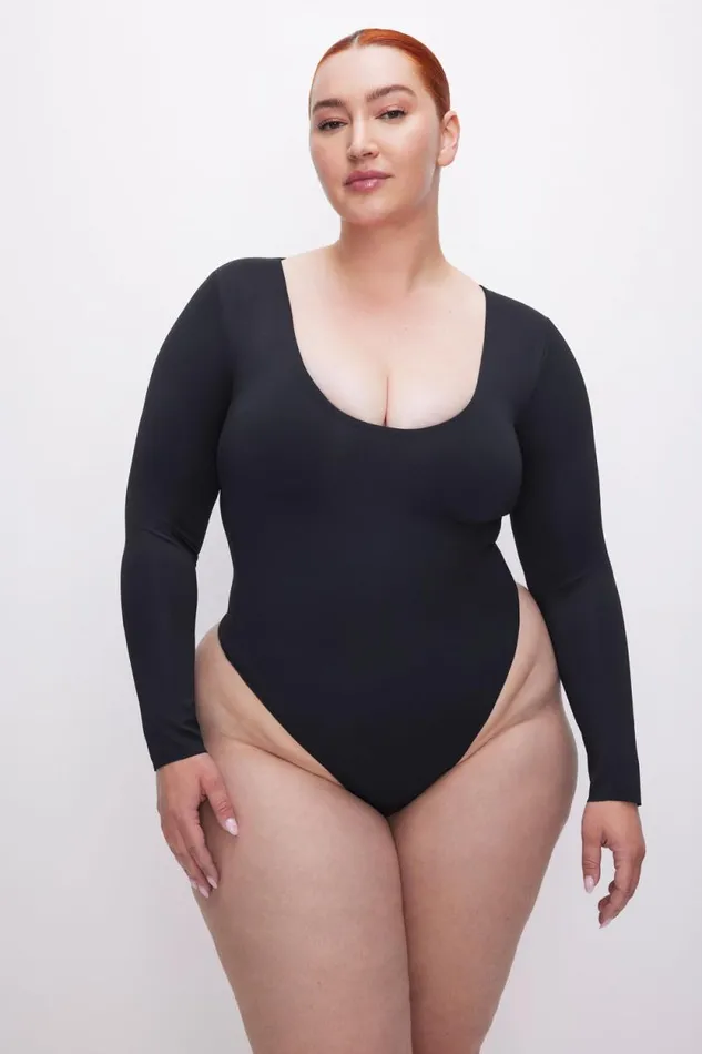Women GOOD AMERICAN Bodysuits SCUBA SCOOP NECKBODYSUIT Black001
