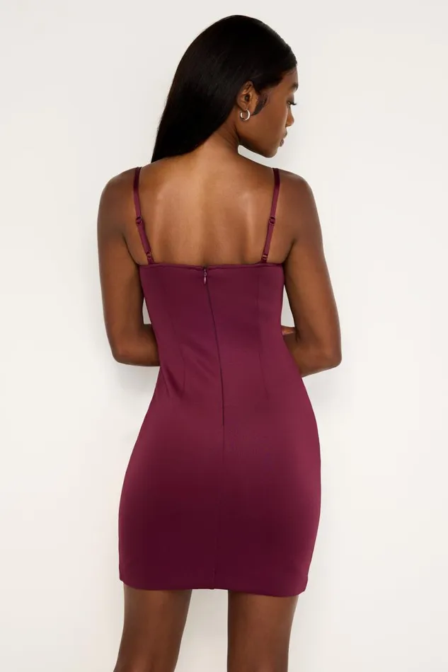 Women GOOD AMERICAN Dresses SCUBA SCOOP CAMIDRESS Oxblood002